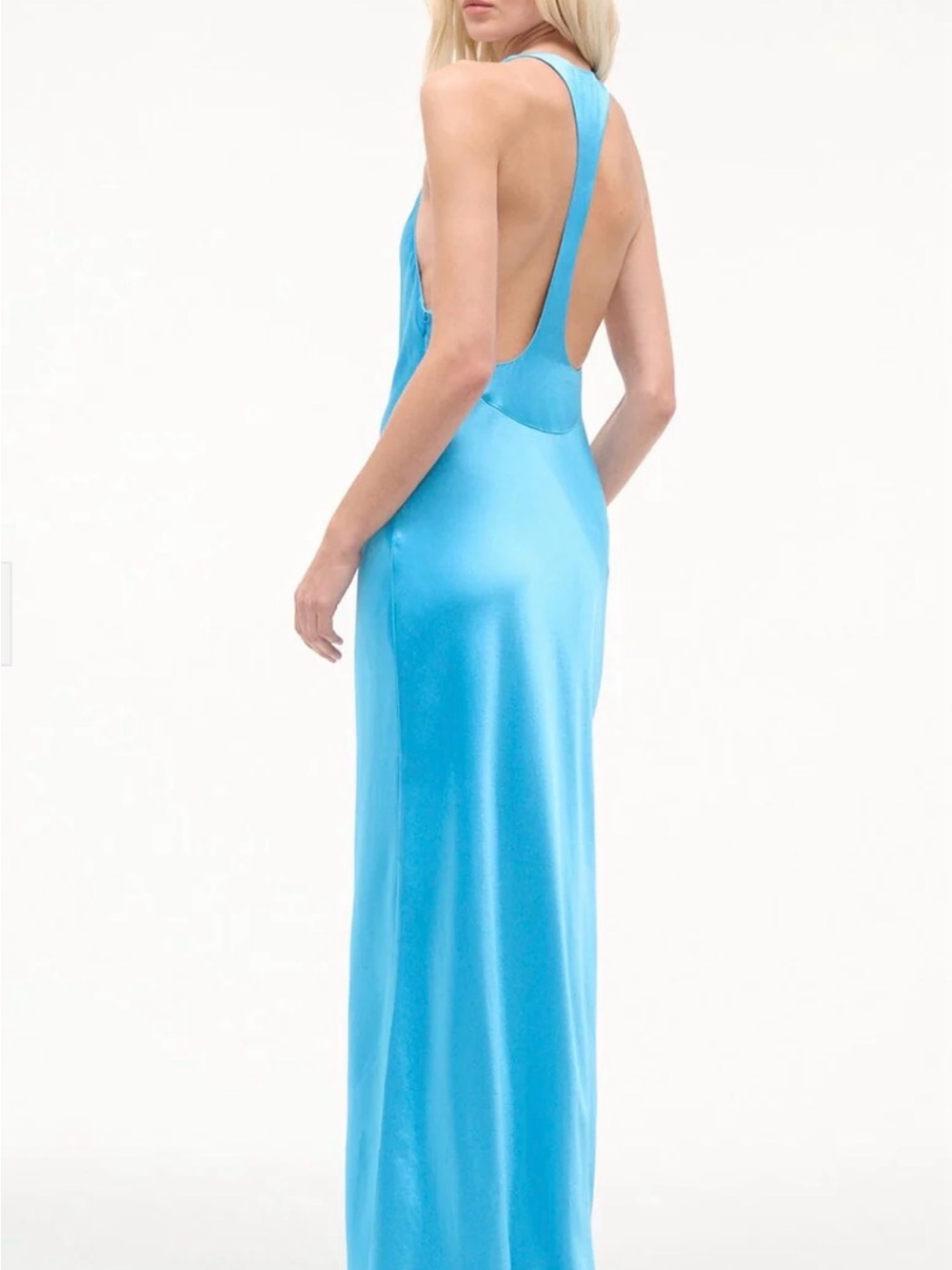 STAUD Turquoise Satin Maxi Slip Dress - Picture 2 of 3